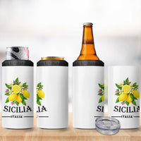 Sicilia Italia Fresh Lemon 4 in 1 Can Cooler Tumbler Italian Sicilians Floral Citrus from Southern Italy - Wonder Print Shop