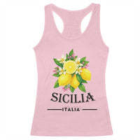 Sicilia Italia Fresh Lemon Racerback Tank Top Italian Sicilians Floral Citrus from Southern Italy - Wonder Print Shop