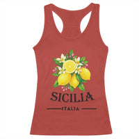 Sicilia Italia Fresh Lemon Racerback Tank Top Italian Sicilians Floral Citrus from Southern Italy - Wonder Print Shop