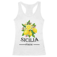 Sicilia Italia Fresh Lemon Racerback Tank Top Italian Sicilians Floral Citrus from Southern Italy - Wonder Print Shop
