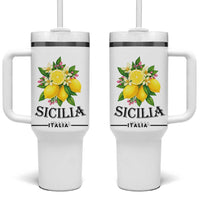 Sicilia Italia Fresh Lemon Tumbler With Handle Italian Sicilians Floral Citrus from Southern Italy - Wonder Print Shop