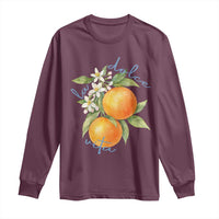 La Dolce Vita Oranges Long Sleeve Shirt Romantic Italian Citrus Blossom Mediterranean Charm - Wonder Print Shop