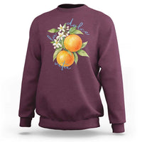 La Dolce Vita Oranges Sweatshirt Romantic Italian Citrus Blossom Mediterranean Charm - Wonder Print Shop
