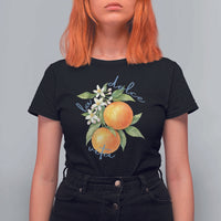 La Dolce Vita Oranges T Shirt For Women Romantic Italian Citrus Blossom Mediterranean Charm - Wonder Print Shop