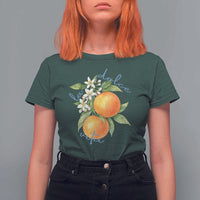 La Dolce Vita Oranges T Shirt For Women Romantic Italian Citrus Blossom Mediterranean Charm - Wonder Print Shop