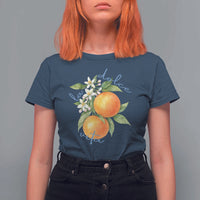 La Dolce Vita Oranges T Shirt For Women Romantic Italian Citrus Blossom Mediterranean Charm - Wonder Print Shop