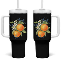 La Dolce Vita Oranges Tumbler With Handle Romantic Italian Citrus Blossom Mediterranean Charm - Wonder Print Shop