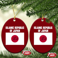 Islamic Republic of Japan Arabic Calligraphy Flag Ceramic Ornament Allahu Akbar Presidential Gaffe Satirical