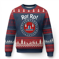 Ro Ro Ro Viking Chant Norway Football Fans Ugly Christmas Sweater Norwegian Pride Distressed Norse Runes Shield Patriotic Supporter