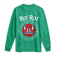 Ro Ro Ro Viking Chant Norway Football Fans Long Sleeve Shirt Norwegian Pride Distressed Norse Runes Shield Patriotic Supporter