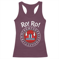 Ro Ro Ro Viking Chant Norway Football Fans Racerback Tank Top Norwegian Pride Distressed Norse Runes Shield Patriotic Supporter