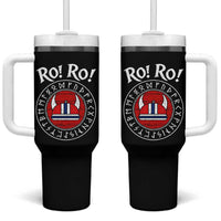 Ro Ro Ro Viking Chant Norway Football Fans Tumbler With Handle Norwegian Pride Distressed Norse Runes Shield Patriotic Supporter