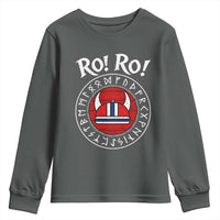 Ro Ro Ro Viking Chant Norway Football Fans Youth Sweatshirt Norwegian Pride Distressed Norse Runes Shield Patriotic Supporter