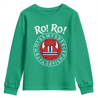 Ro Ro Ro Viking Chant Norway Football Fans Youth Sweatshirt Norwegian Pride Distressed Norse Runes Shield Patriotic Supporter
