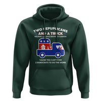 Two Republicans And A Truck Helping Liberals Move To Canada Hoodie Funny Elephant Red White and Blue Sarcastic Political