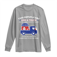 Two Republicans And A Truck Helping Liberals Move To Canada Long Sleeve Shirt Funny Elephant Red White and Blue Sarcastic Political