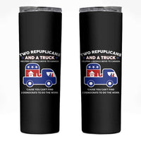 Two Republicans And A Truck Helping Liberals Move To Canada Skinny Tumbler Funny Elephant Red White and Blue Sarcastic Political