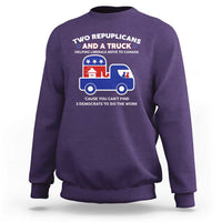 Two Republicans And A Truck Helping Liberals Move To Canada Sweatshirt Funny Elephant Red White and Blue Sarcastic Political