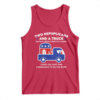 Two Republicans And A Truck Helping Liberals Move To Canada Tank Top Funny Elephant Red White and Blue Sarcastic Political