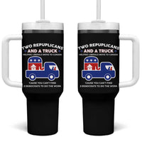 Two Republicans And A Truck Helping Liberals Move To Canada Tumbler With Handle Funny Elephant Red White and Blue Sarcastic Political