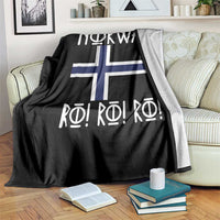 Norway Flag Ro Ro Ro Norse Rune Typography Graphic Throw Blanket Norge Football Fans Norwegian Pride