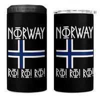 Norway Flag Ro Ro Ro Norse Rune Typography Graphic 4 in 1 Can Cooler Tumbler Norge Football Fans Norwegian Pride