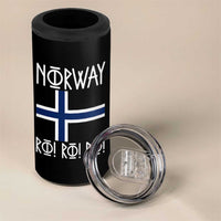 Norway Flag Ro Ro Ro Norse Rune Typography Graphic 4 in 1 Can Cooler Tumbler Norge Football Fans Norwegian Pride
