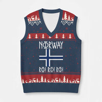 Norway Flag Ro Ro Ro Norse Rune Typography Graphic V-Neck Knit Sweater Vest Norge Football Fans Norwegian Pride