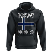 Norway Flag Ro Ro Ro Norse Rune Typography Graphic Hoodie Norge Football Fans Norwegian Pride