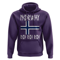 Norway Flag Ro Ro Ro Norse Rune Typography Graphic Hoodie Norge Football Fans Norwegian Pride