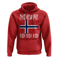 Norway Flag Ro Ro Ro Norse Rune Typography Graphic Hoodie Norge Football Fans Norwegian Pride