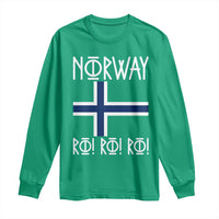 Norway Flag Ro Ro Ro Norse Rune Typography Graphic Long Sleeve Shirt Norge Football Fans Norwegian Pride