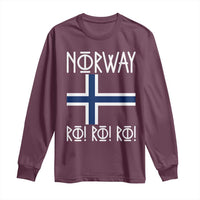 Norway Flag Ro Ro Ro Norse Rune Typography Graphic Long Sleeve Shirt Norge Football Fans Norwegian Pride