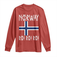 Norway Flag Ro Ro Ro Norse Rune Typography Graphic Long Sleeve Shirt Norge Football Fans Norwegian Pride