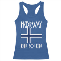 Norway Flag Ro Ro Ro Norse Rune Typography Graphic Racerback Tank Top Norge Football Fans Norwegian Pride