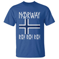 Norway Flag Ro Ro Ro Norse Rune Typography Graphic T Shirt Norge Football Fans Norwegian Pride