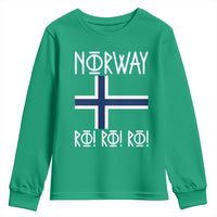 Norway Flag Ro Ro Ro Norse Rune Typography Graphic Youth Sweatshirt Norge Football Fans Norwegian Pride