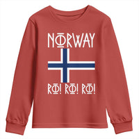 Norway Flag Ro Ro Ro Norse Rune Typography Graphic Youth Sweatshirt Norge Football Fans Norwegian Pride