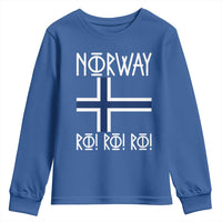 Norway Flag Ro Ro Ro Norse Rune Typography Graphic Youth Sweatshirt Norge Football Fans Norwegian Pride