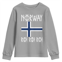 Norway Flag Ro Ro Ro Norse Rune Typography Graphic Youth Sweatshirt Norge Football Fans Norwegian Pride