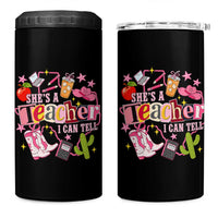 She is a Teacher I Can Tell School Aesthetic 4 in 1 Can Cooler Tumbler Retro Groovy Western Cowgirl Texas