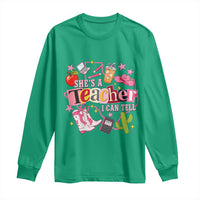She is a Teacher I Can Tell School Aesthetic Long Sleeve Shirt Retro Groovy Western Cowgirl Texas