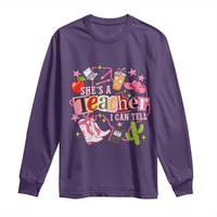 She is a Teacher I Can Tell School Aesthetic Long Sleeve Shirt Retro Groovy Western Cowgirl Texas