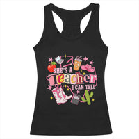 She is a Teacher I Can Tell School Aesthetic Racerback Tank Top Retro Groovy Western Cowgirl Texas
