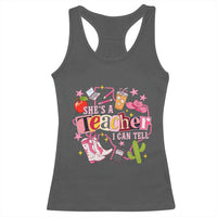 She is a Teacher I Can Tell School Aesthetic Racerback Tank Top Retro Groovy Western Cowgirl Texas