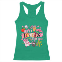 She is a Teacher I Can Tell School Aesthetic Racerback Tank Top Retro Groovy Western Cowgirl Texas