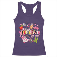 She is a Teacher I Can Tell School Aesthetic Racerback Tank Top Retro Groovy Western Cowgirl Texas