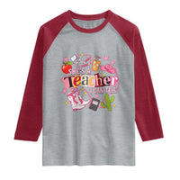 She is a Teacher I Can Tell School Aesthetic Raglan Shirt Retro Groovy Western Cowgirl Texas
