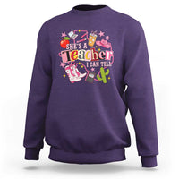 She is a Teacher I Can Tell School Aesthetic Sweatshirt Retro Groovy Western Cowgirl Texas