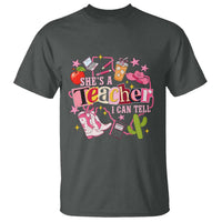 She is a Teacher I Can Tell School Aesthetic T Shirt Retro Groovy Western Cowgirl Texas